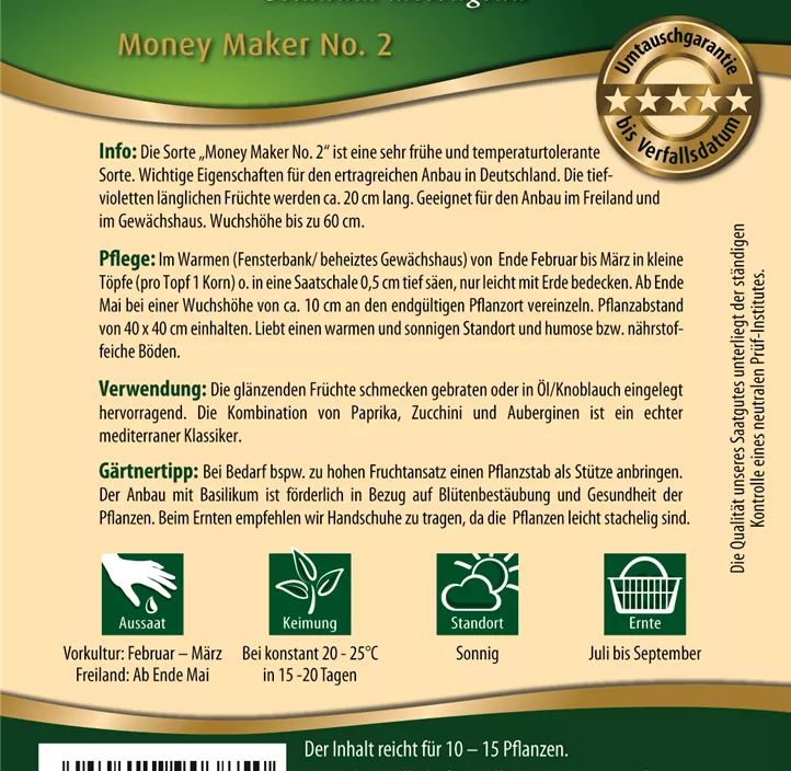 Auberginen Freiland Money Maker No. 2
