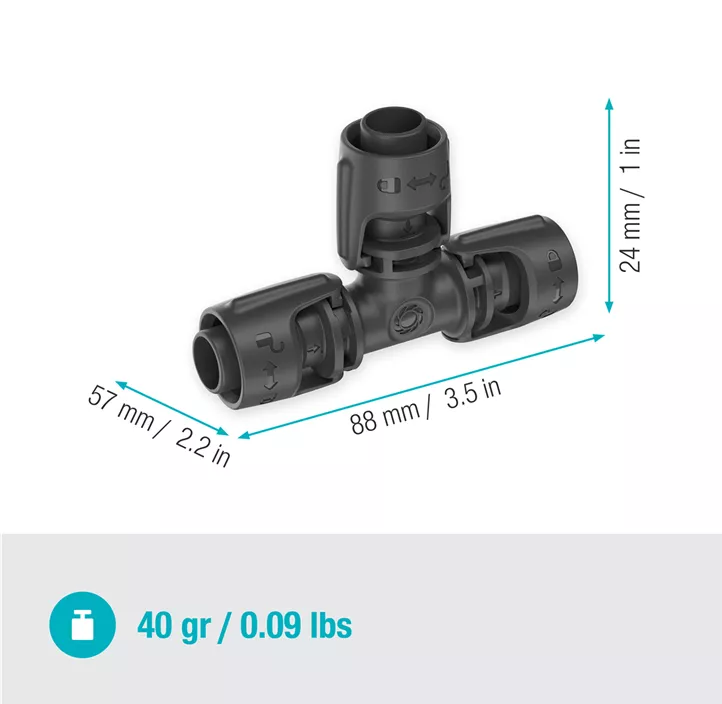 Micro-Drip-System T-Stück 13mm 1/2, 2er-Packung