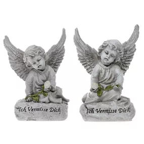 Grabdeko Engel auf Stein mit Schriftzug