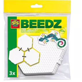 Bügelperlen Stiftplatten Hexagon verbindbar, 3 Stk