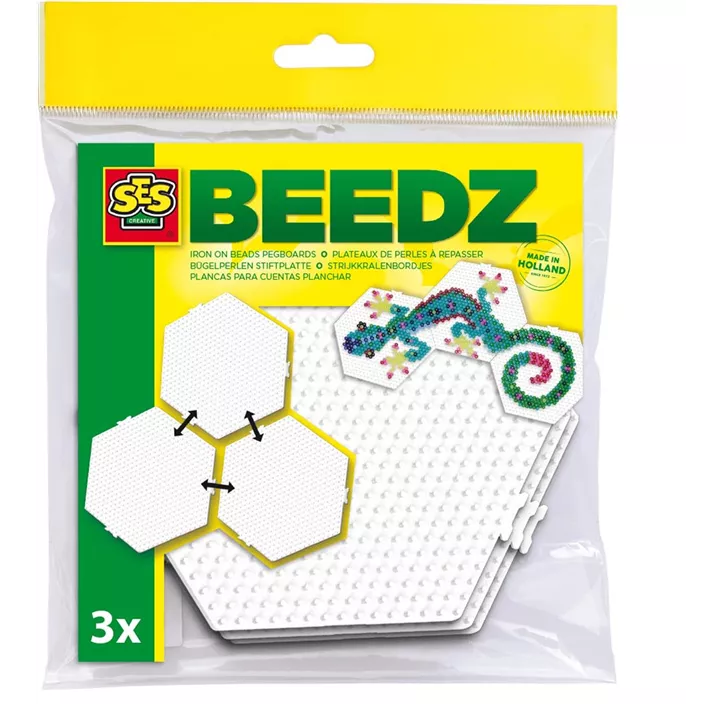 Bügelperlen Stiftplatten Hexagon verbindbar, 3 Stk
