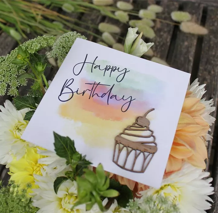 Grußkarte - Happy Birthday Cupcake
