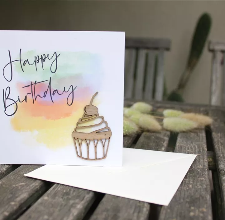 Grußkarte - Happy Birthday Cupcake