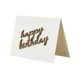 Grußkarte Holzschrift - Happy Birthday