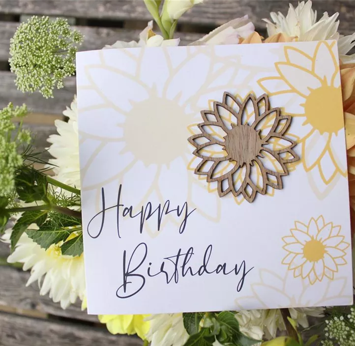 Grußkarte - Happy Birthday Sonnenblume
