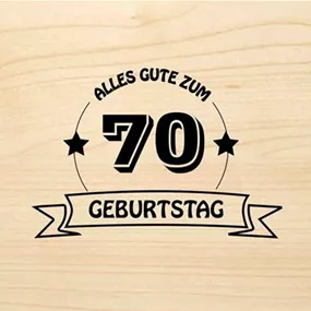 Holzgrußkarte - 70. Geburtstag