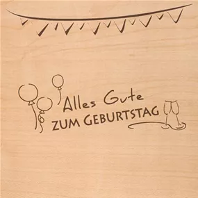Holzgrußkarte - Alles Gute zum Geburtstag Party