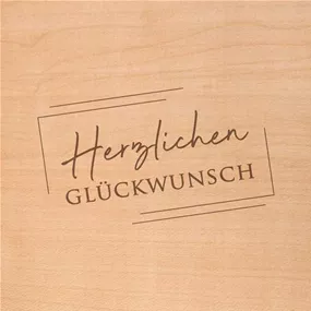 Holzgrußkarte - Herzlichen Glückwunsch creme