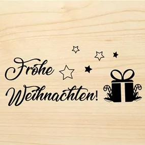 Holzgrußkarte - Frohe Weihnachten Päckchen