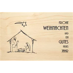 Holzgrußkarte - Frohe Weihnachten Grippe