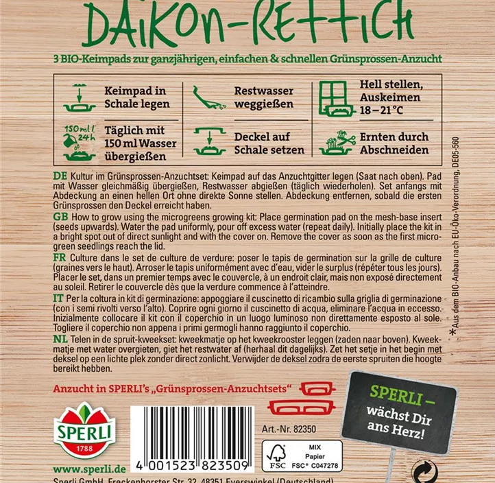 BIO Keimsprossen-Saat Daikon-Rettich