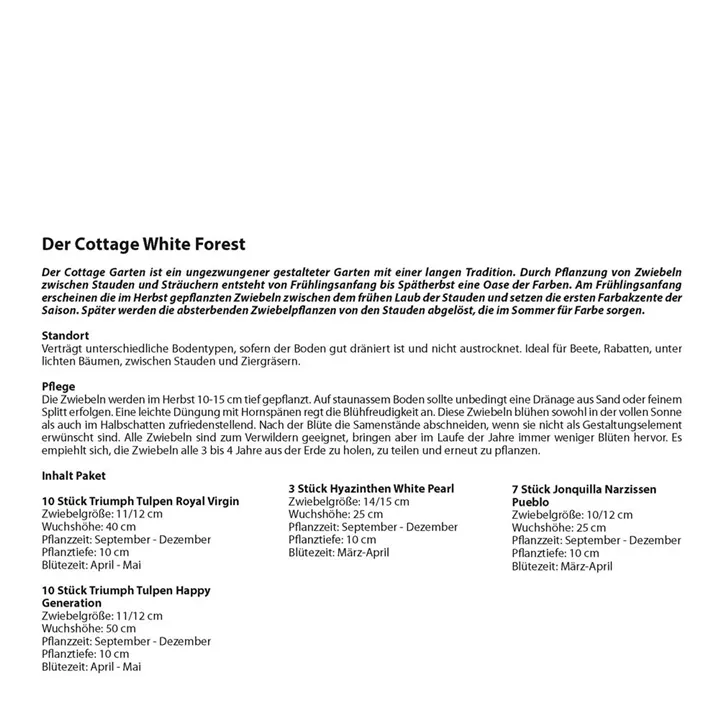 Blumenzwiebel Mischung Cottage Garden 'White Forest'
