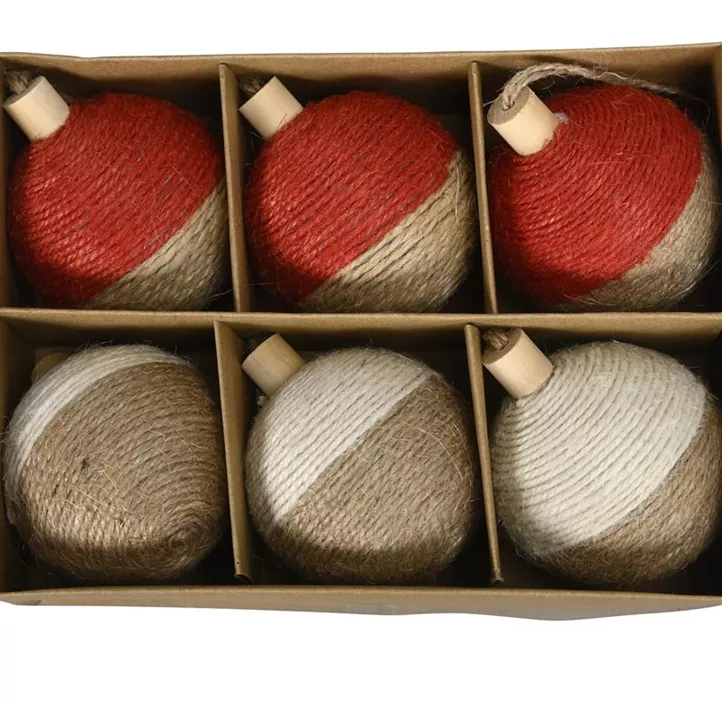 Christbaumkugel Jute 6er Box