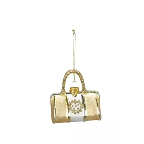 Glasfigur Tasche weiß-gold