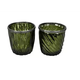 Windlicht besprühtes Glas, grün