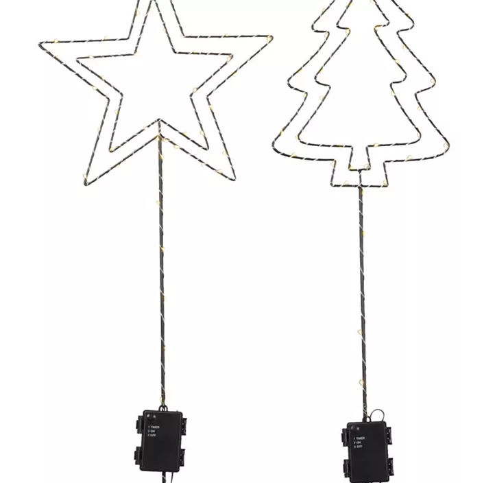 Baum+Stern LED am Stab Outdoor m. Timer sort.