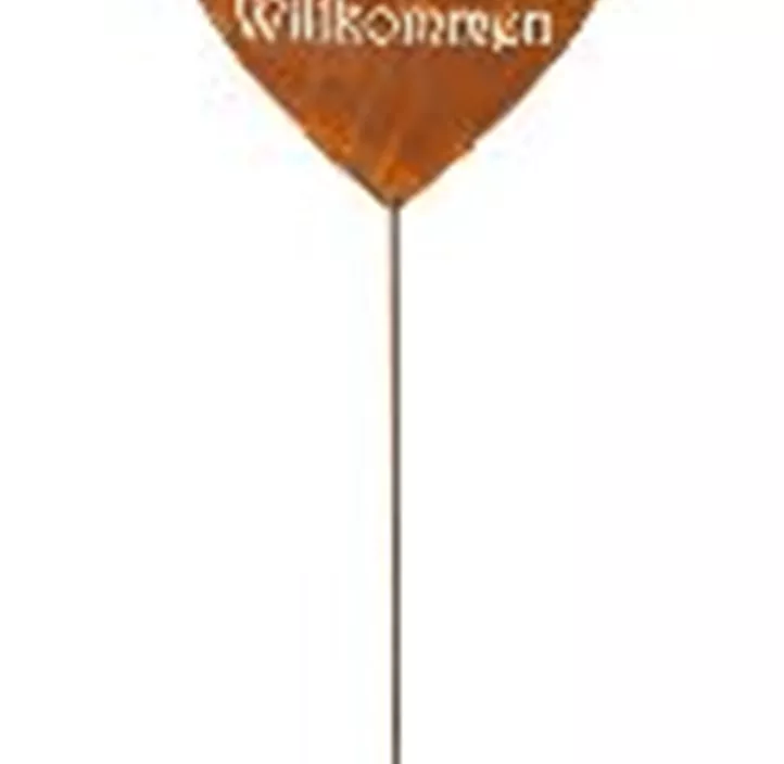 Schild Herzlich Willkommen auf Stab