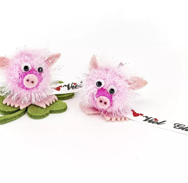 Glücksbringer Schweinchen mit Haar