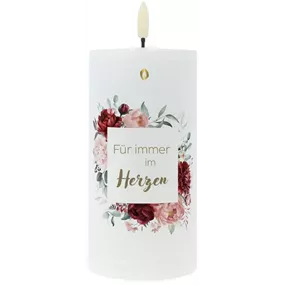 LED Stumpenkerze mit Schriftzug