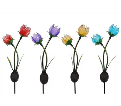 Solar Gartenstecker Blume doppelt