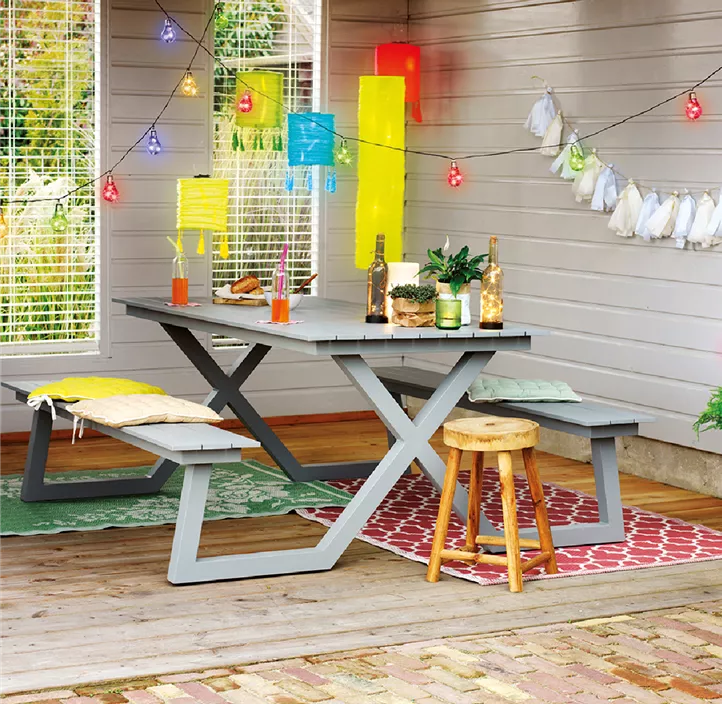 Solar Party-Lichterkette bunte Birnen