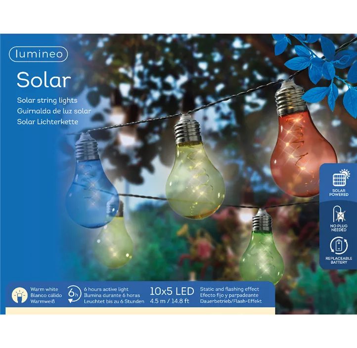 Solar Party-Lichterkette bunte Birnen