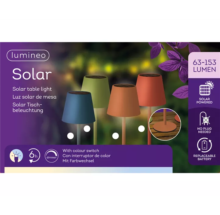 Solar Tischlampe färbig