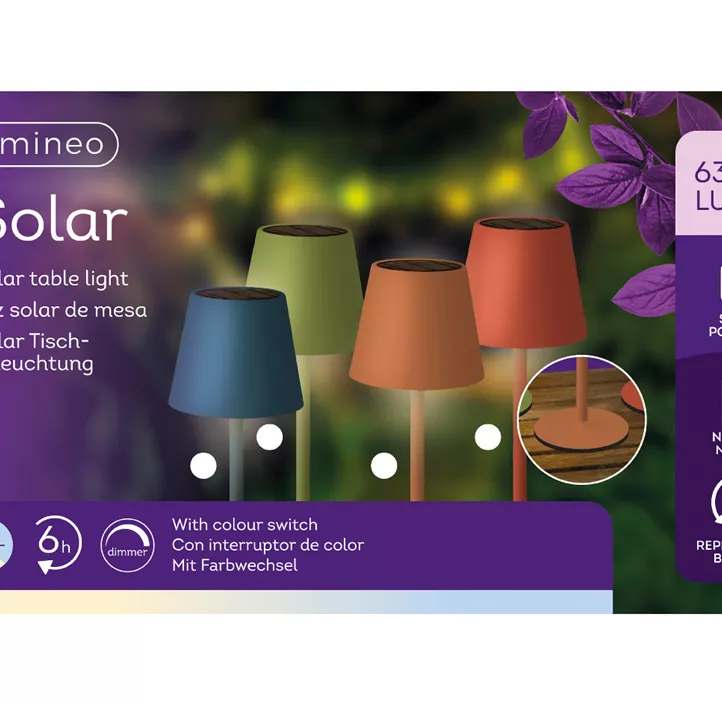 Solar Tischlampe färbig