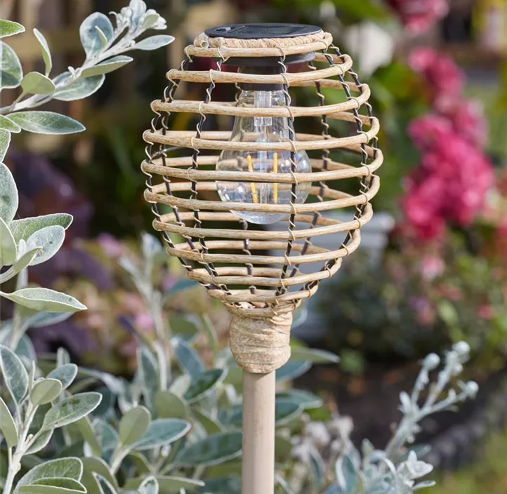 Solar-Gartenfackel Kunstrattan