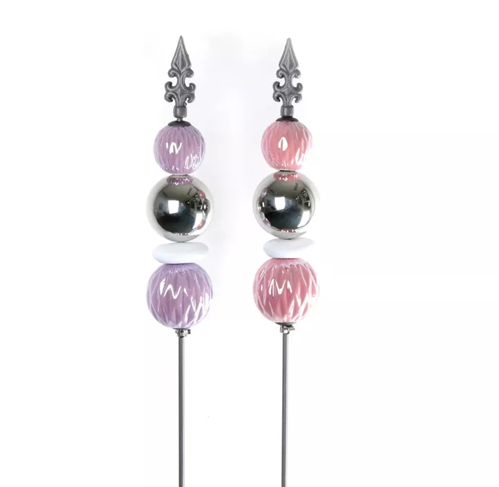 Gartenstecker mit Kugeln, silber