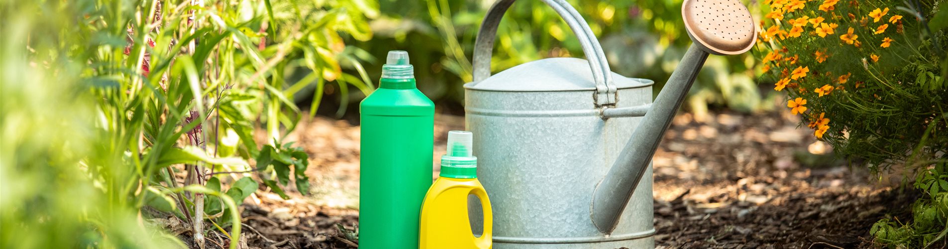 Dünger - Flüssigdünger und Gießkanne