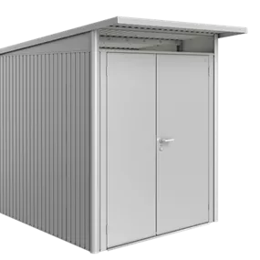 Gerätehaus AvantGarde A2 silber mit Doppeltür schmal