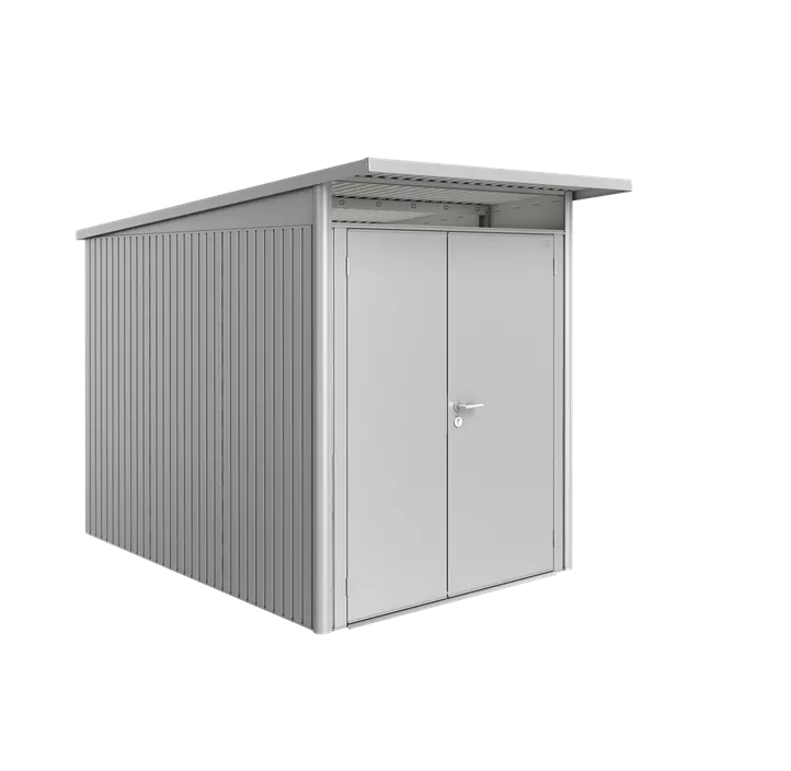 Gerätehaus AvantGarde A3 silber mit Doppeltür schmal
