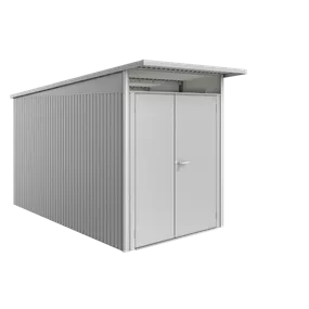 Gerätehaus AvantGarde A4 silber mit Doppeltür schmal