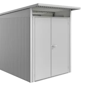 Gerätehaus AvantGarde A4 silber mit Doppeltür schmal