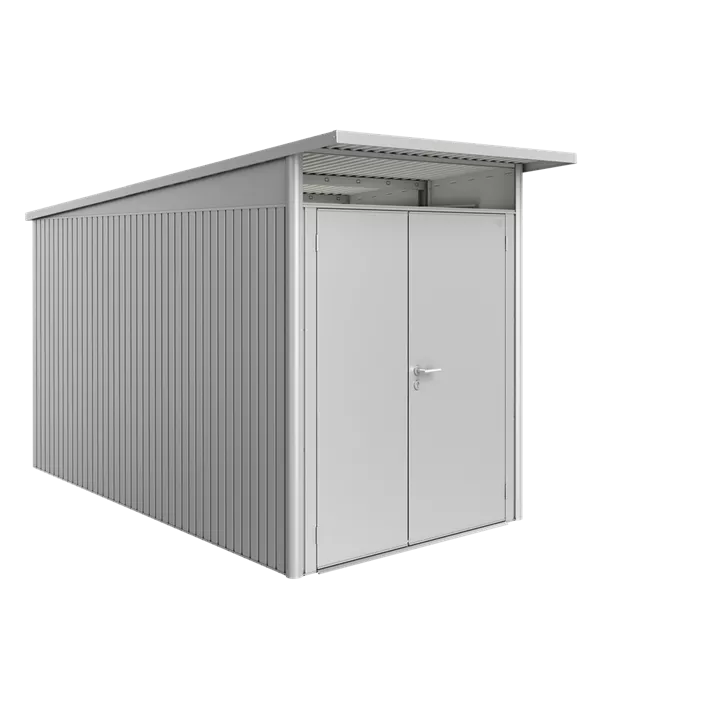 Gerätehaus AvantGarde A4 silber mit Doppeltür schmal