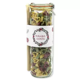 Geschenkset Nudeln Zylinderglas mit Kochlöffel