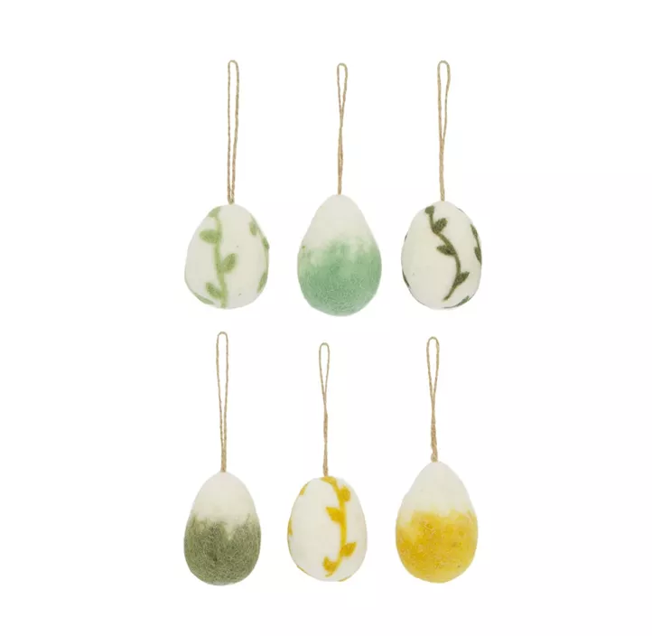 Ei aus Wolle zum Hängen, weiß