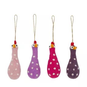 Huhn aus Wolle zum Hängen, Pinktöne