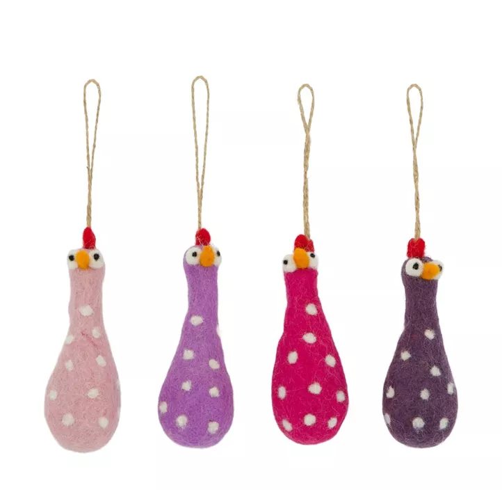 Huhn aus Wolle zum Hängen, Pinktöne