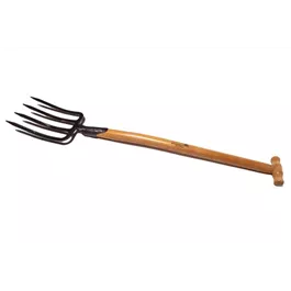 Spatengabel mit Federdülle und Eschen-T-Stiel , 4 Zinken