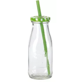 Limoflasche mit Deckel inkl. Strohhalm