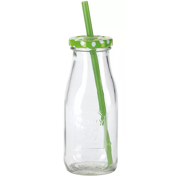 Limoflasche mit Deckel inkl. Strohhalm