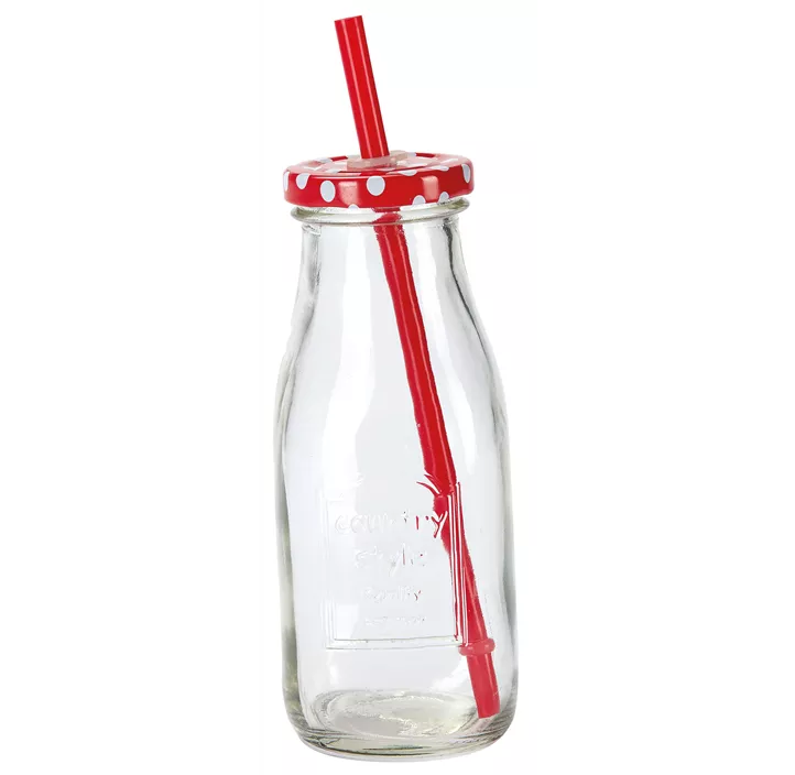 Limoflasche mit Deckel inkl. Strohhalm