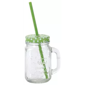 Limoglas mit Henkel inkl. Strohhalm