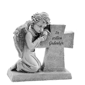 Grabdeko Engel mit Kreuz auf Stand