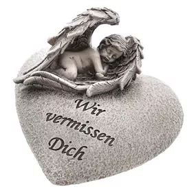 Grabdeko Herz mit Engel