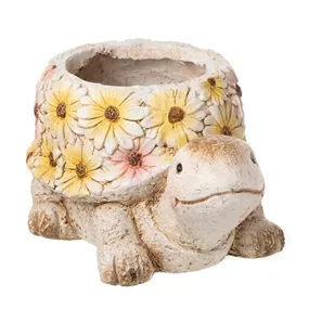 Pflanztopf Schildkröte mit Blumendekor