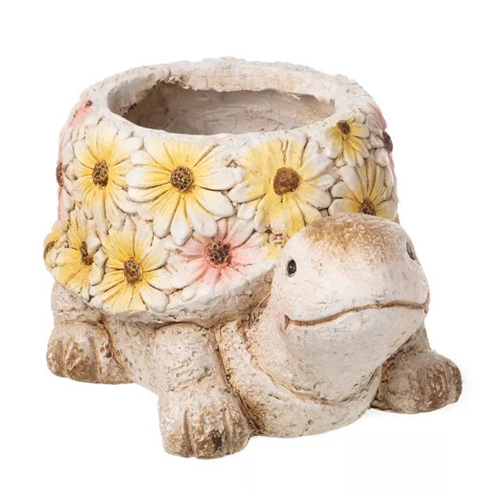 Pflanztopf Schildkröte mit Blumendekor
