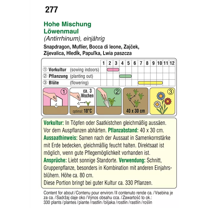 Antirrhinum Löwenmaul Hohe Mischung 